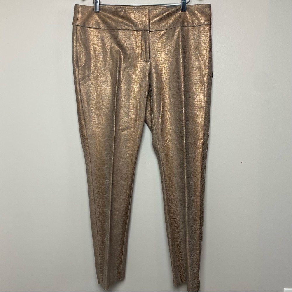 Alfani Gold Tummy-Control Slim Leg Metallic Python-Print Trousers Women’s 14 - Picture 5 of 12